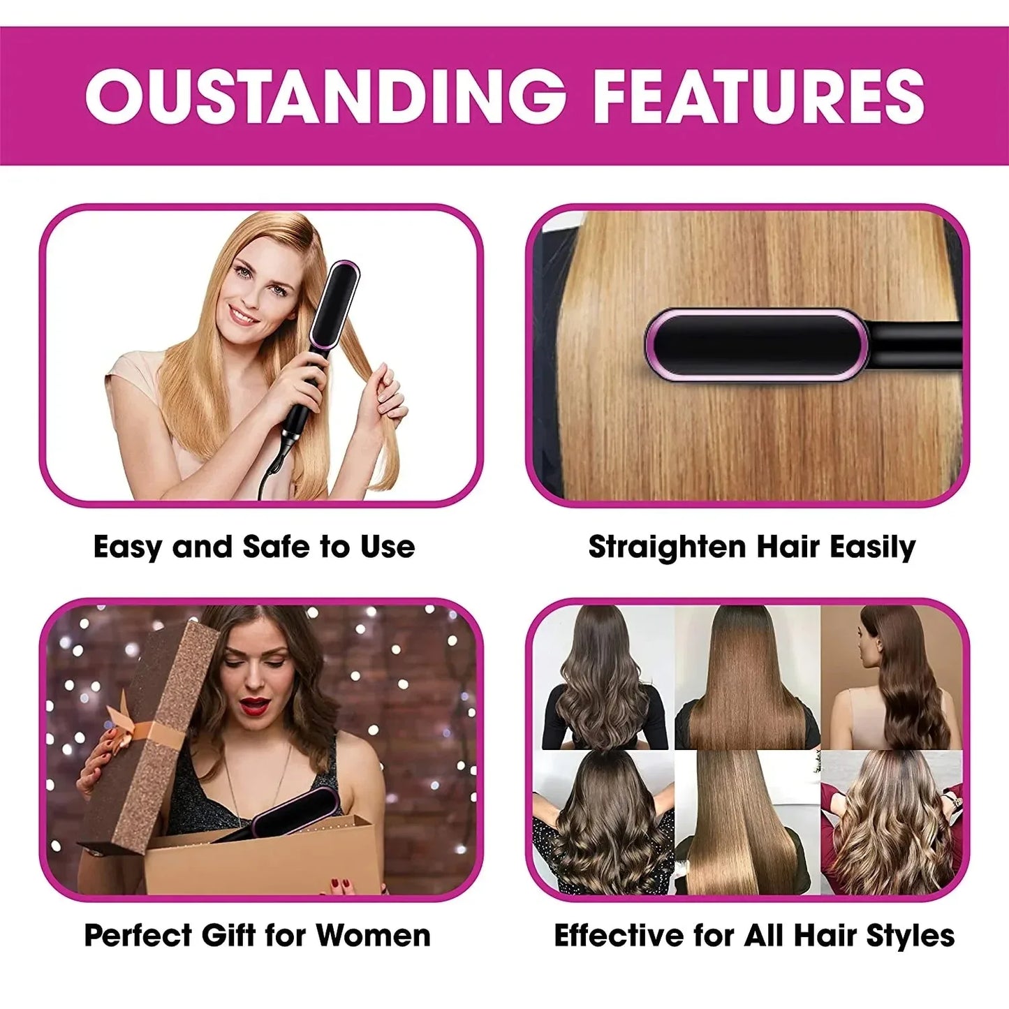 Professional 909b Electric Hair Straightener Brush