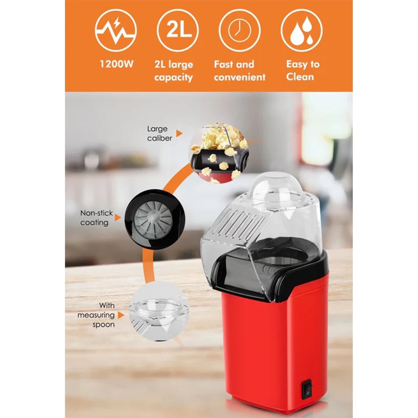 Portable Hot Popcorn Machine - Automatic Popcorn Maker