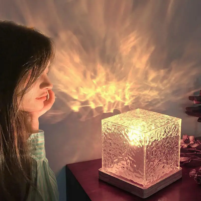 Northern Lights Ocean Wave Projector Light, 16 Colors RGB with Remote Control Rotating Flame Water Lamp