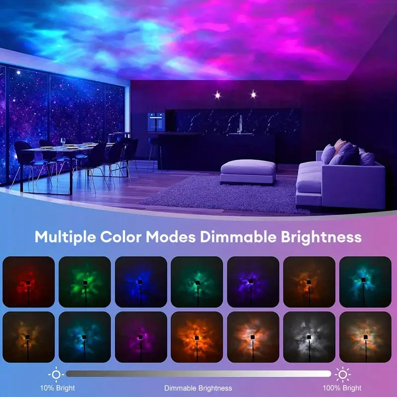Northern Lights Ocean Wave Projector Light, 16 Colors RGB with Remote Control Rotating Flame Water Lamp