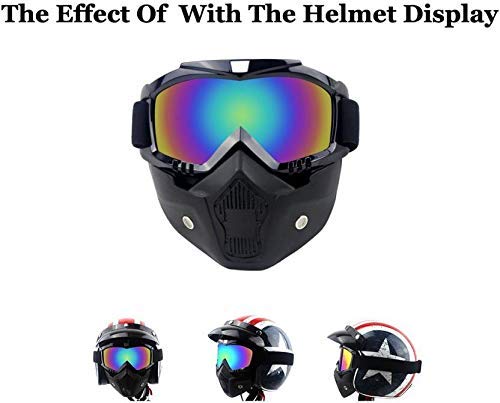 Clear Detachable Anti-Fog Riding Essential Motorcycle Helmet Riding Goggles Glasses With Removable Face Mask