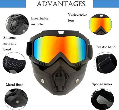 Clear Detachable Anti-Fog Riding Essential Motorcycle Helmet Riding Goggles Glasses With Removable Face Mask