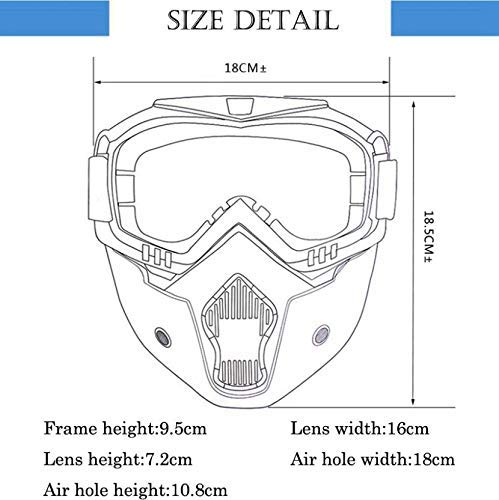 Clear Detachable Anti-Fog Riding Essential Motorcycle Helmet Riding Goggles Glasses With Removable Face Mask