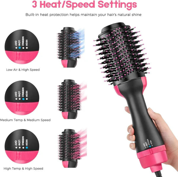 One Step Professional 4 in 1 Curler Hair Straightener Hairdryer with Comb Hot Air Brush Styling Tool
