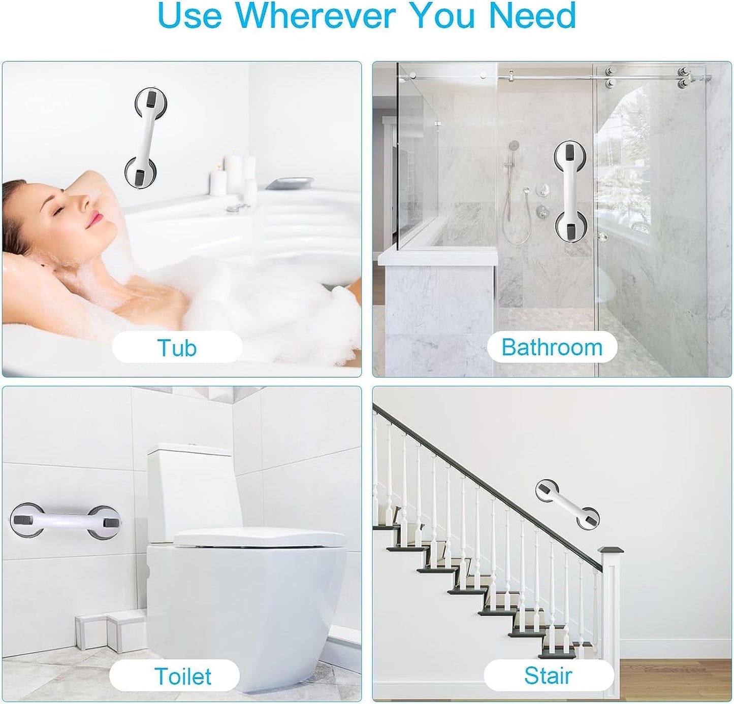 Bathroom Accessories Strong Vacuum Suction Cup Handle Anti Slip Support Helping Grap Bar For Elderly