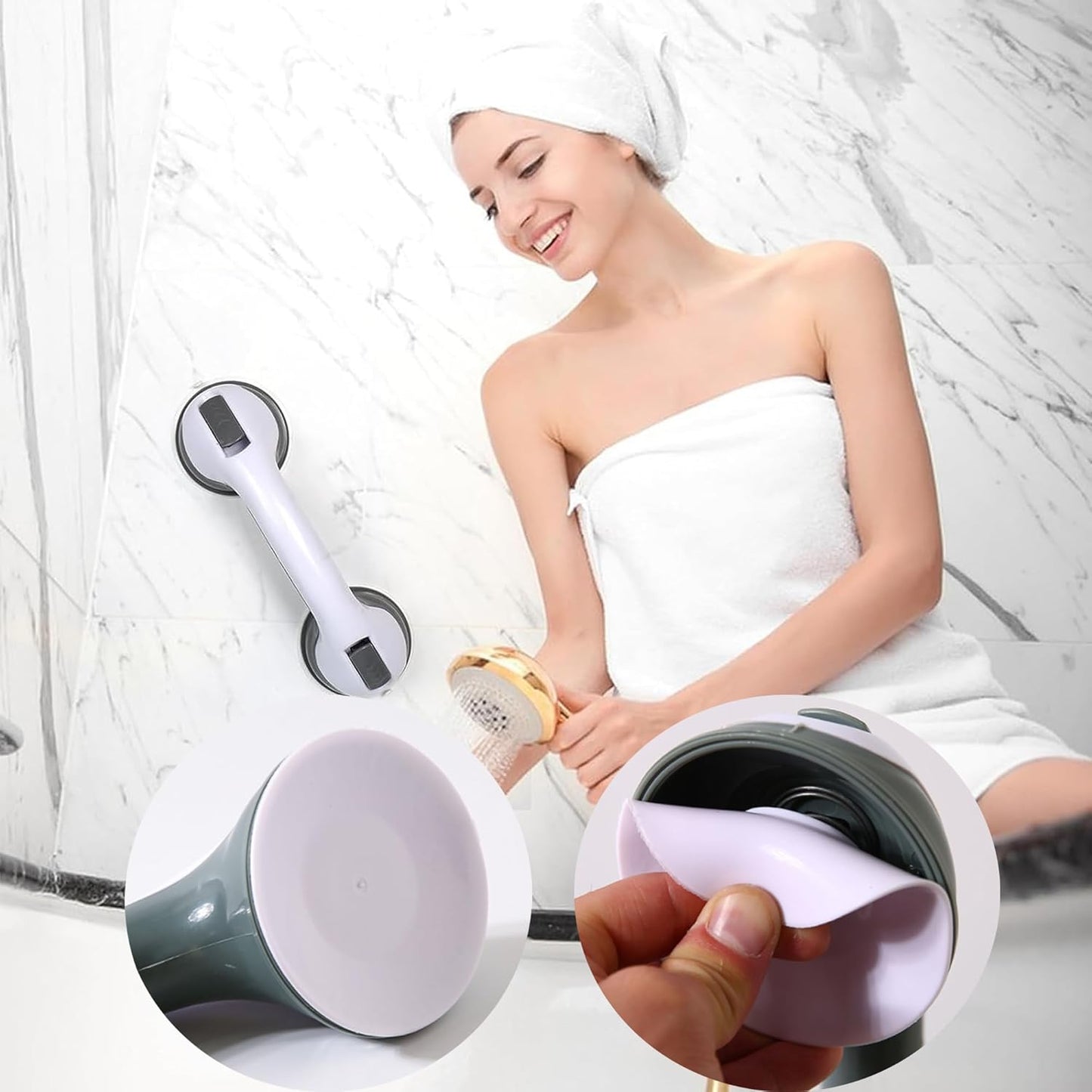 Bathroom Accessories Strong Vacuum Suction Cup Handle Anti Slip Support Helping Grap Bar For Elderly