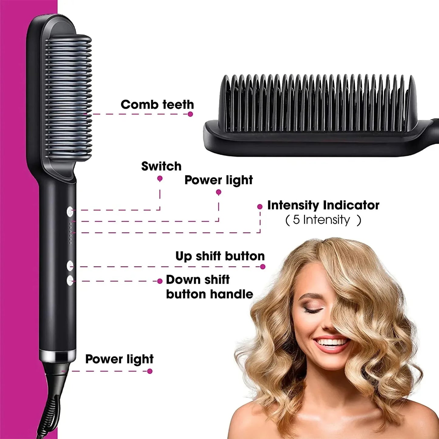 Professional 909b Electric Hair Straightener Brush