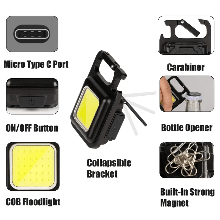 COB Rechargeable Keychain Light 3 Modes