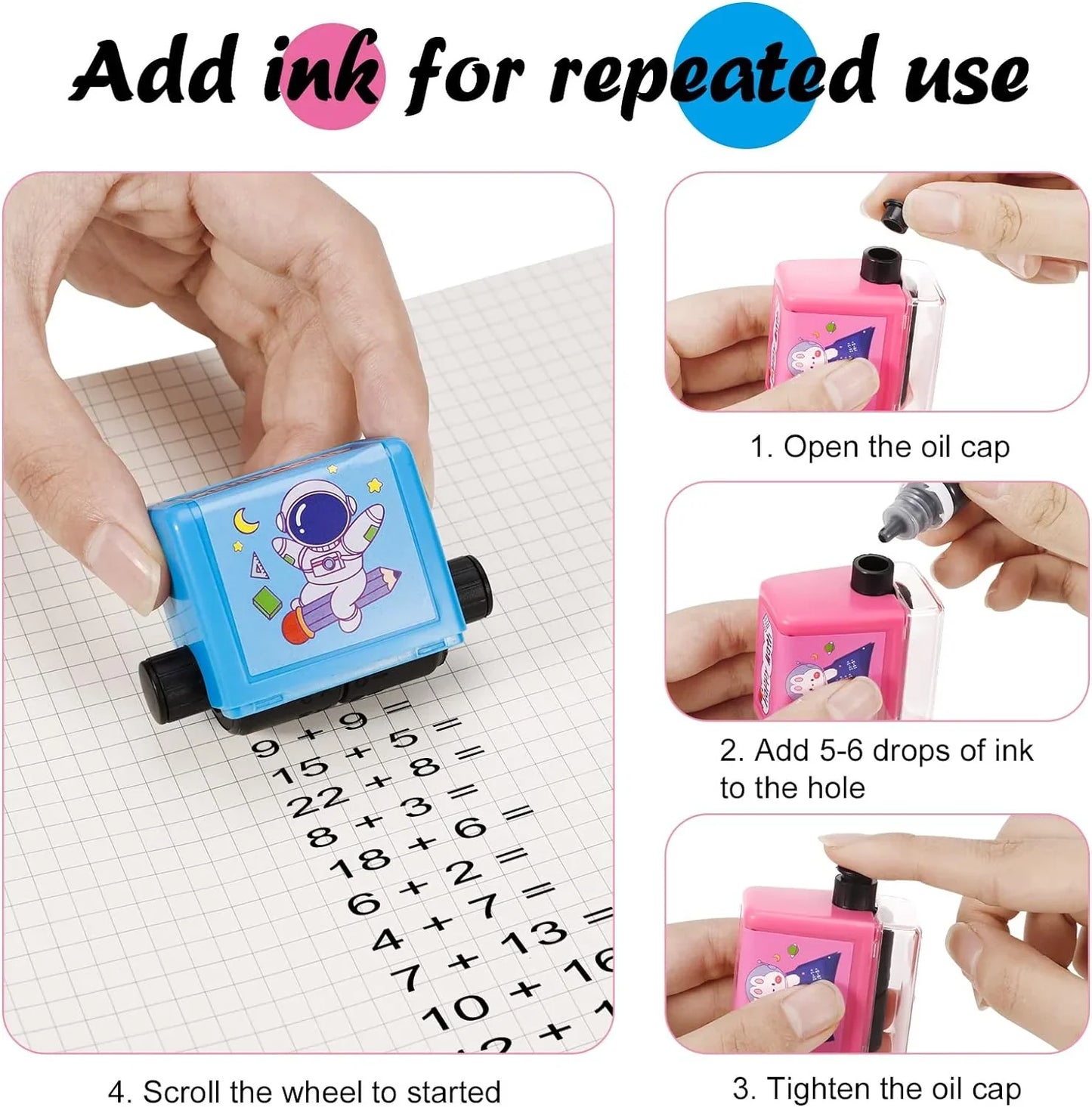 Pack Of 2 Teaching Stamp Fill In The Blank Roller Reusable Math Roller Stamp Design Digital Stamp Within 100 Math Practice