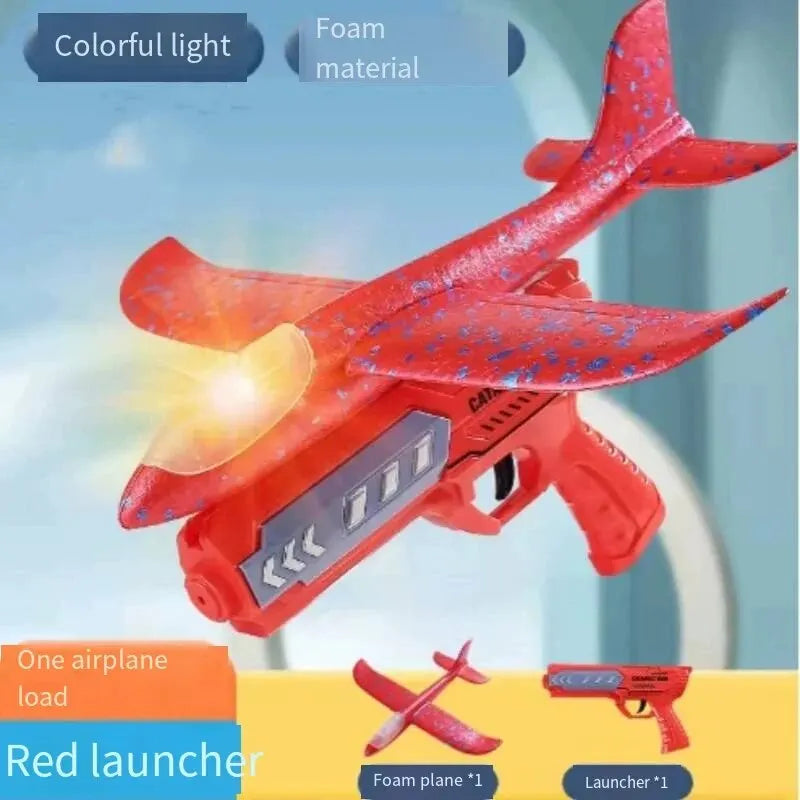 Catapult Launcher Glider Aircraft Gun Toy Glowing Foam Aircraft 10M