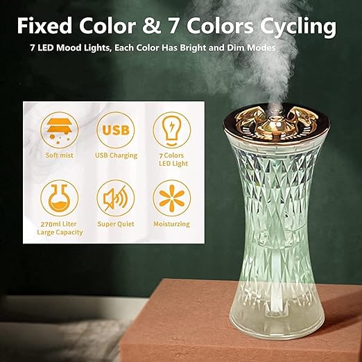 Humidifier Crystal Lamp 7 Colors USB atmosphere Light