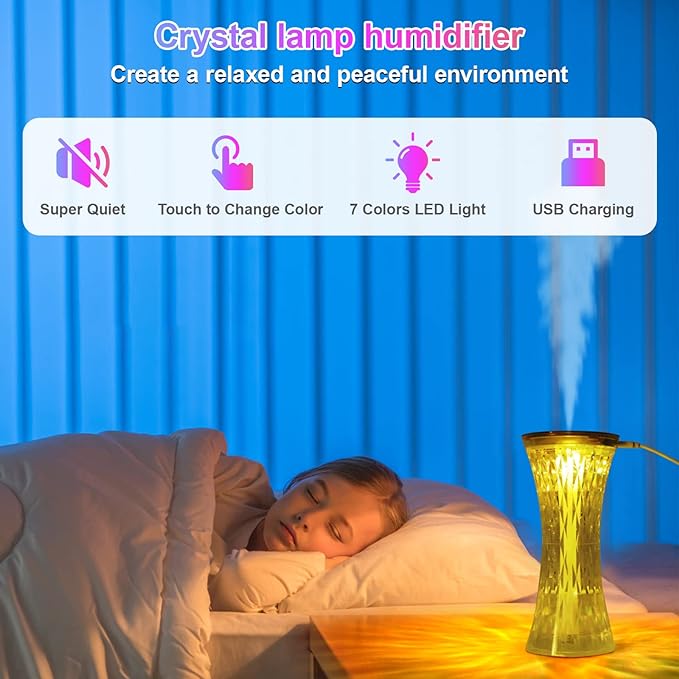 Humidifier Crystal Lamp 7 Colors USB atmosphere Light