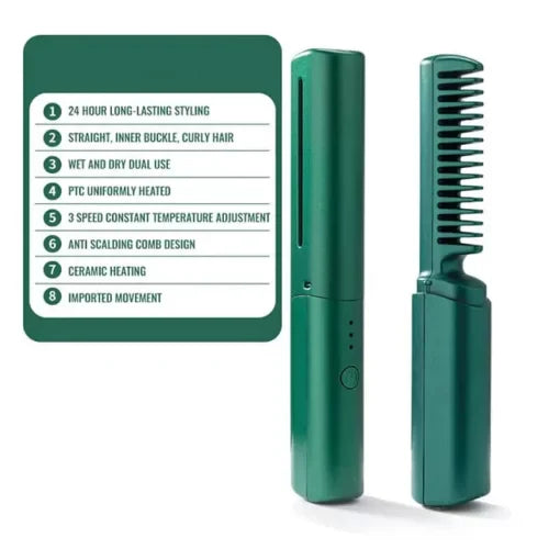 Hair Straightener Rechargeable Cordless Travel Comb - 2025 Latest Hairdressing Comb
