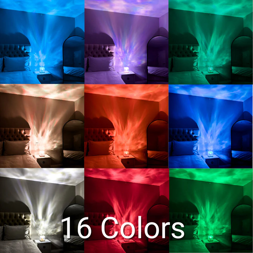 Northern Lights Ocean Wave Projector Light, 16 Colors RGB with Remote Control Rotating Flame Water Lamp