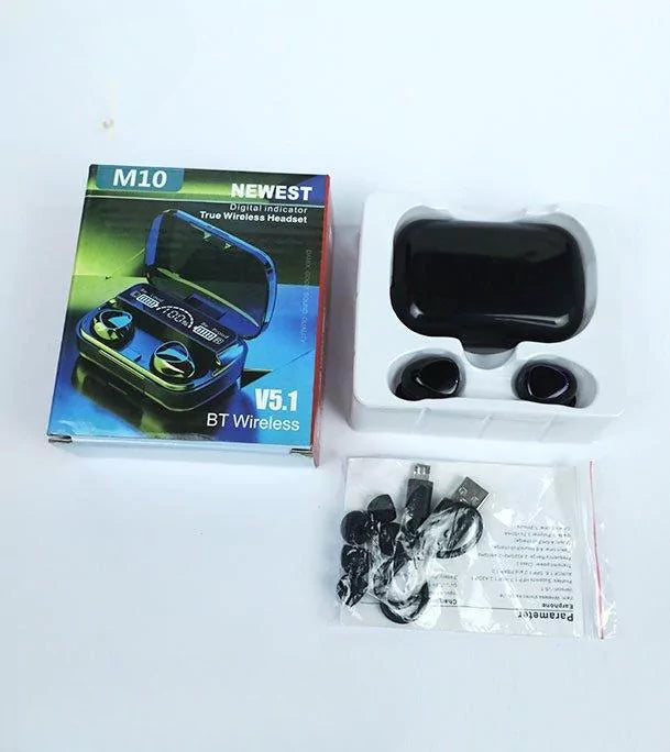 Black M10 TWS Bluetooth 5.1 Earphone Charging Box Wireless Earbuds