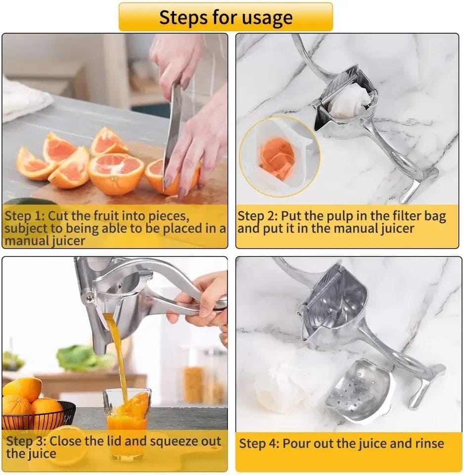 Silver Metal Manual Fruit Press Heavy Duty Single Press Juice Squeezer Large Size