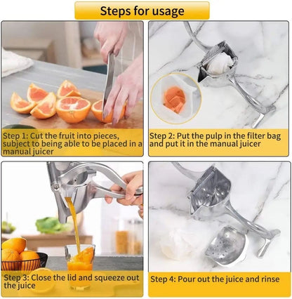 Silver Metal Manual Fruit Press Heavy Duty Single Press Juice Squeezer Large Size
