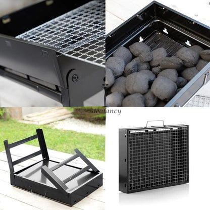 Portable Stainless Steel Foldable BBQ Grill – Perfect for Camping & Picnic