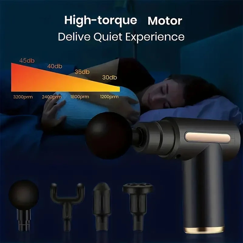 Portable Electric Massage Gun, 6 Speeds with 4 Massage Heads for Body Pain Relief & Relaxation
