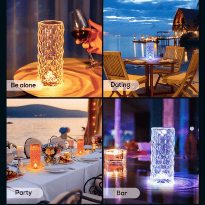 Crystal Diamond Table Lamp RGB 16 Colors with Touch & Remote Control - 21 cm Large Size