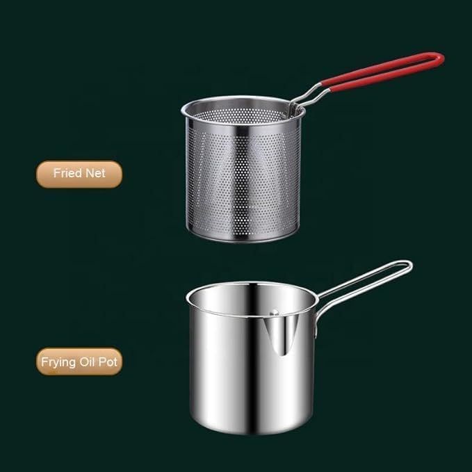 Multipurpose Stainless Steel 304 Deep Fryer Pot with Strainer 1200 ML