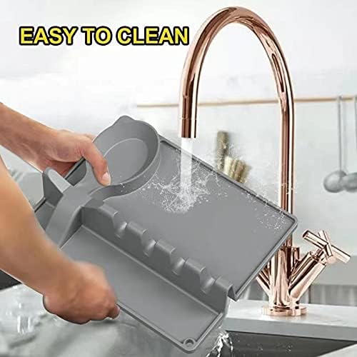 Spoon Rest, Gray Cooking Tool Organizer Fixed Anti-Scald Kitchen Utensil Rest for Kitchen