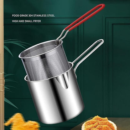 Multipurpose Stainless Steel 304 Deep Fryer Pot with Strainer 1200 ML