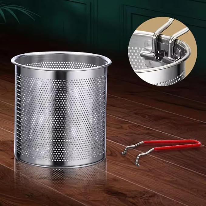 Multipurpose Stainless Steel 304 Deep Fryer Pot with Strainer 1200 ML