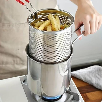 Multipurpose Stainless Steel 304 Deep Fryer Pot with Strainer 1200 ML