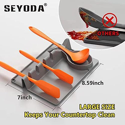 Spoon Rest, Gray Cooking Tool Organizer Fixed Anti-Scald Kitchen Utensil Rest for Kitchen