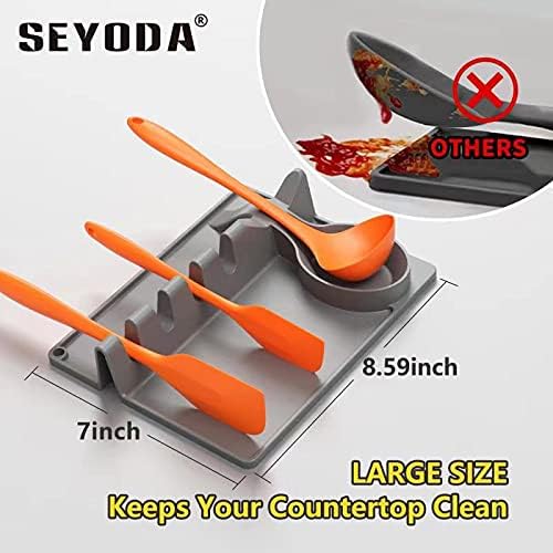 Spoon Rest, Gray Cooking Tool Organizer Fixed Anti-Scald Kitchen Utensil Rest for Kitchen
