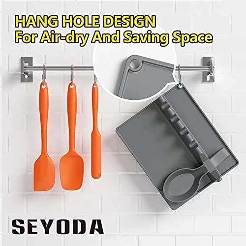 Spoon Rest, Gray Cooking Tool Organizer Fixed Anti-Scald Kitchen Utensil Rest for Kitchen