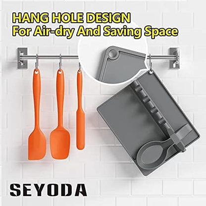 Spoon Rest, Gray Cooking Tool Organizer Fixed Anti-Scald Kitchen Utensil Rest for Kitchen