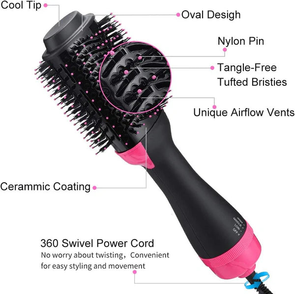 One Step Professional 4 in 1 Curler Hair Straightener Hairdryer with Comb Hot Air Brush Styling Tool