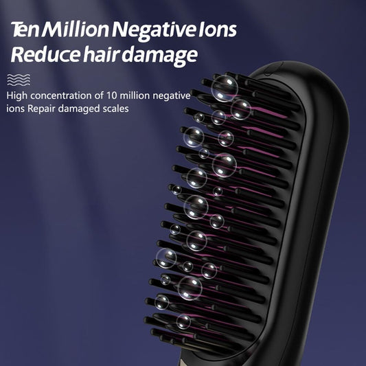 ordless Hair Straightener Brush - Hair Smoothing & Straightening Tool, Portable Electric Hair Brush