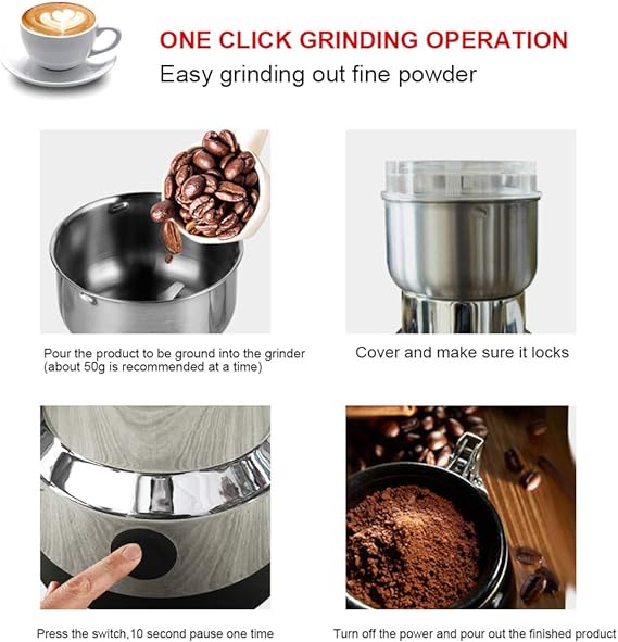 RAF Electric Grinder 300 Watt Stainless Steel 4 Blades & 2 Sizes