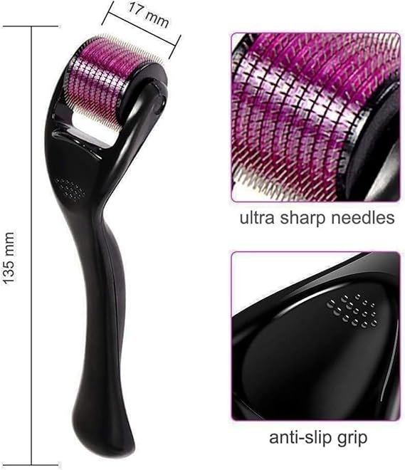Generic - Titanium Microneedle Derma Roller Black/Pink