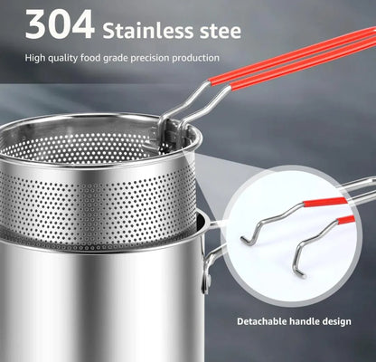 Multipurpose Stainless Steel 304 Deep Fryer Pot with Strainer 1200 ML