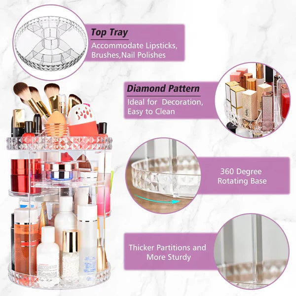 Diamond makeup organizer
