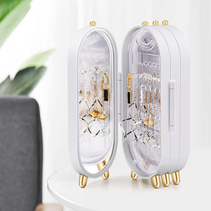 Unique & Multi Storage 4 Doors Earring Holder Stand with Mirror