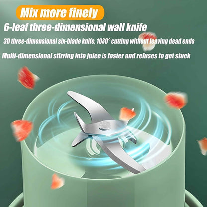HS-08 Rechargeable Juicer Blender 6 Rotating Blades with Straw