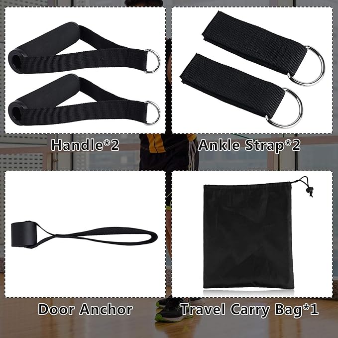 Resistance Exercise Legs Ankle Straps with Waterproof Carry Bag (Pack of 11)