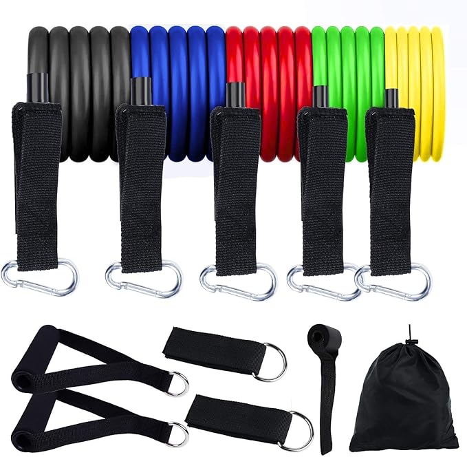 Resistance Exercise Legs Ankle Straps with Waterproof Carry Bag (Pack of 11)