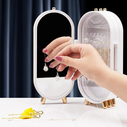 Unique & Multi Storage 4 Doors Earring Holder Stand with Mirror
