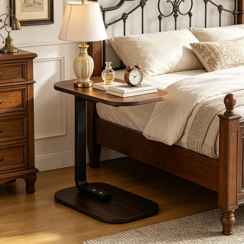 Multifunctional Wooden C-Shaped Sofa Side Table, Laptop Table, Living Room Square Desk New Arrival 2026