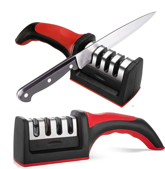 Premium Manual Knife Sharpener – 4-in-1 Kitchen Blade & Scissor Sharpening Tool