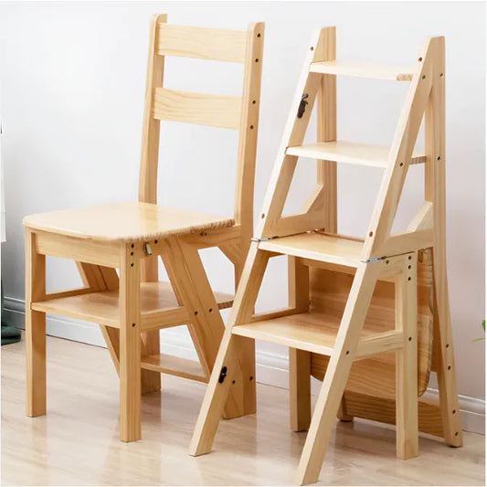 Solid Wood Foldable Dual-Purpose Chair & Ladder