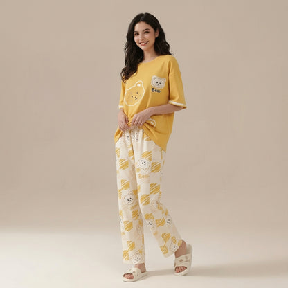 Double Bear Printed Soft Cotton Pajama Set