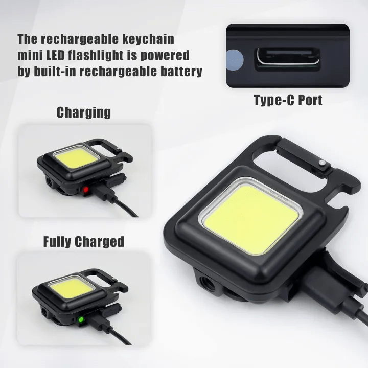COB Rechargeable Keychain Light 3 Modes