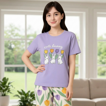 Cute Bunny Printed Night Suit Pajama Set